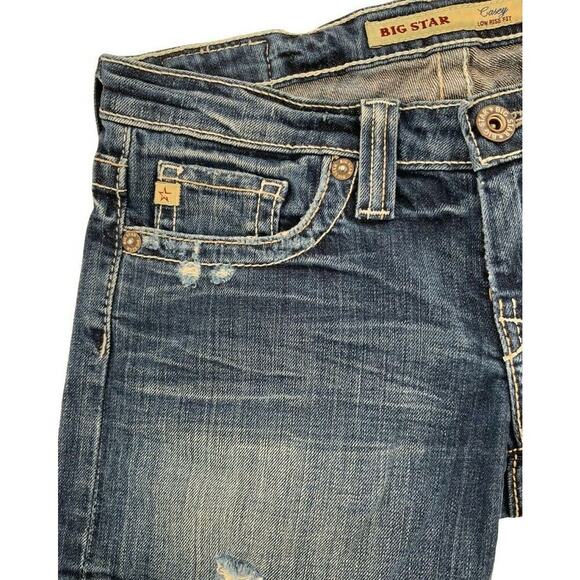 Big Star Shorts Women's Size 26 Distressed Whiskers Stitches Logo Pockets Denim - Picture 5 of 9